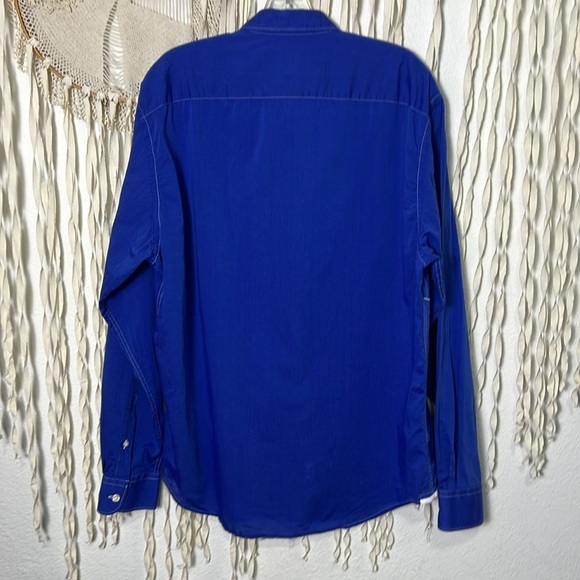 Arthur & Fox Paris Bright Blue Long Sleeve Cotton Button Down Shirt XL - Picture 5 of 10